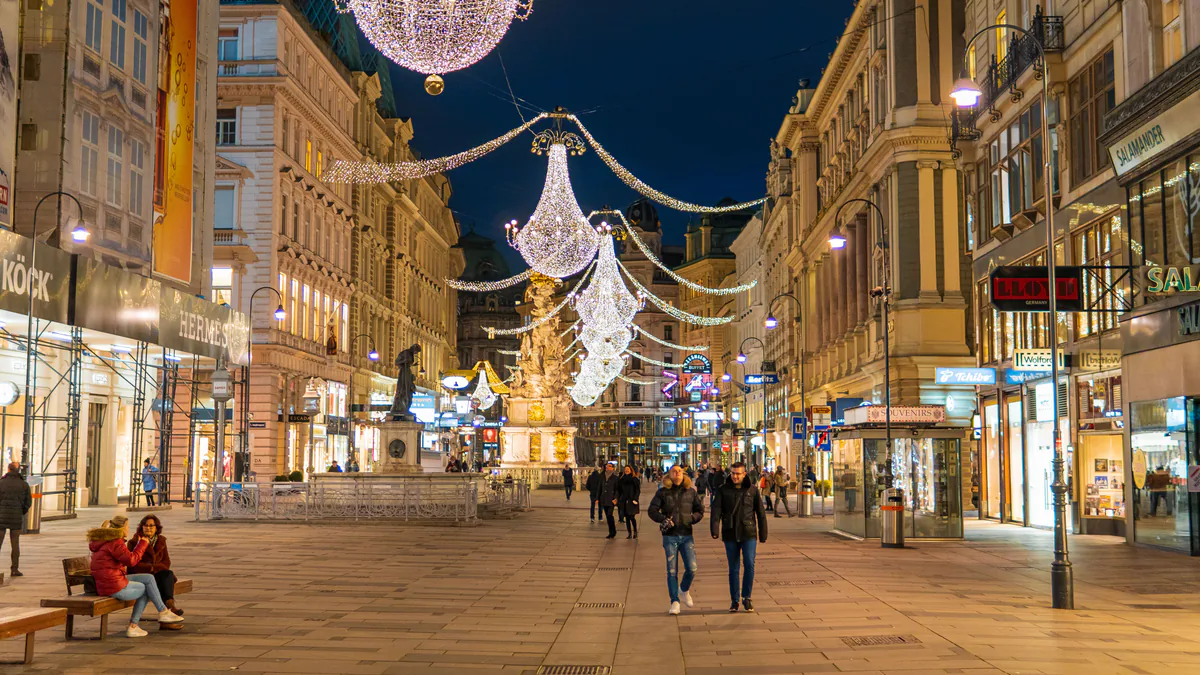 Centro de Viena iluminado durante las fiestas de final de año