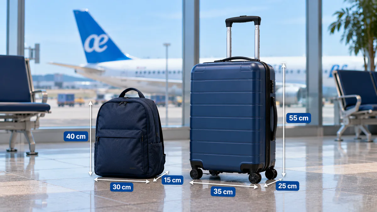 Comparación entre la mochila personal y el trolley de cabina de Air Europa