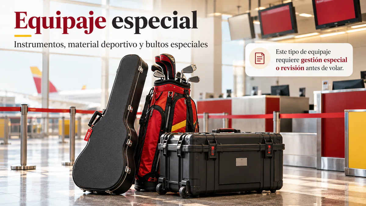 Instrumento musical y equipaje especial preparados para viajar en avión