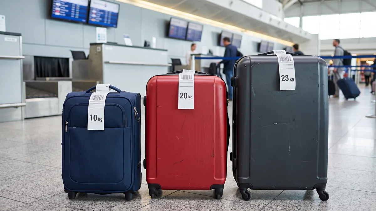 Comparación de maletas facturadas de 10, 20 y 23 kg