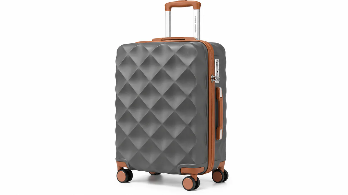 Maleta rígida British Traveller K2395L gris y marrón