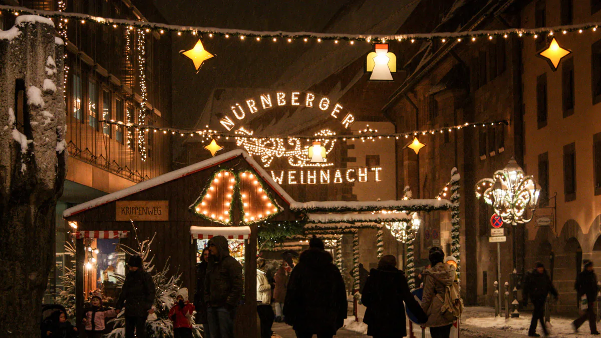 Mercado de Navidad de Núremberg bajo la nieve