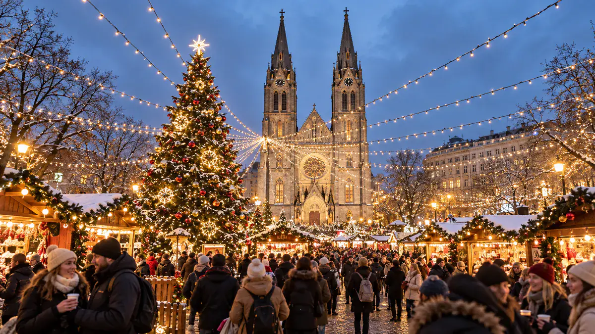 Mercadillo navideño de Náměstí Míru en Praga