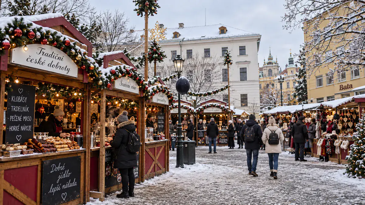 Mercadillo navideño de Tylovo náměstí en Praga