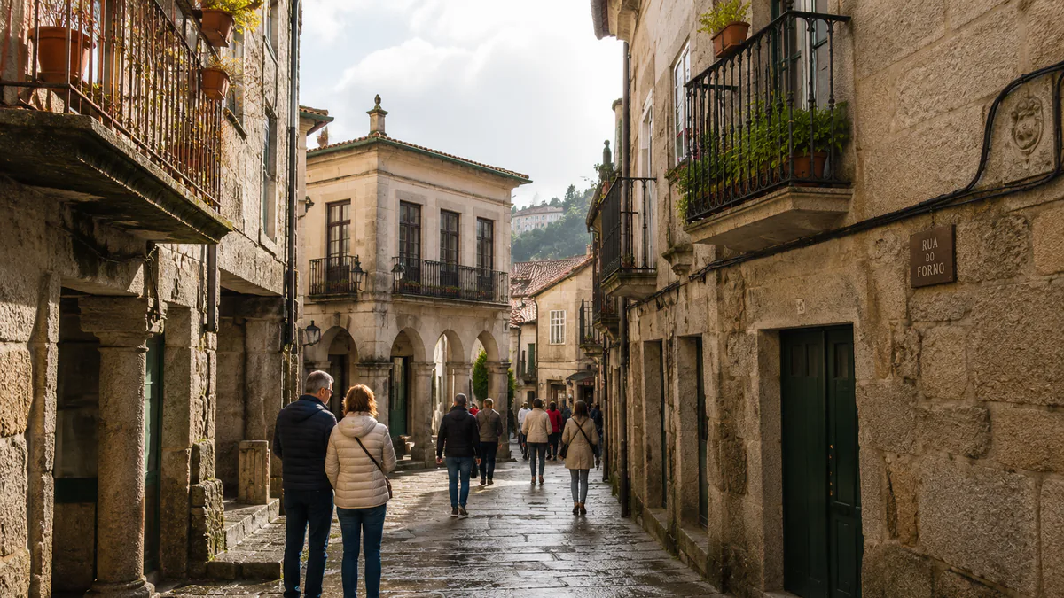 Casco histórico y barrio judío de Ribadavia durante el otoño